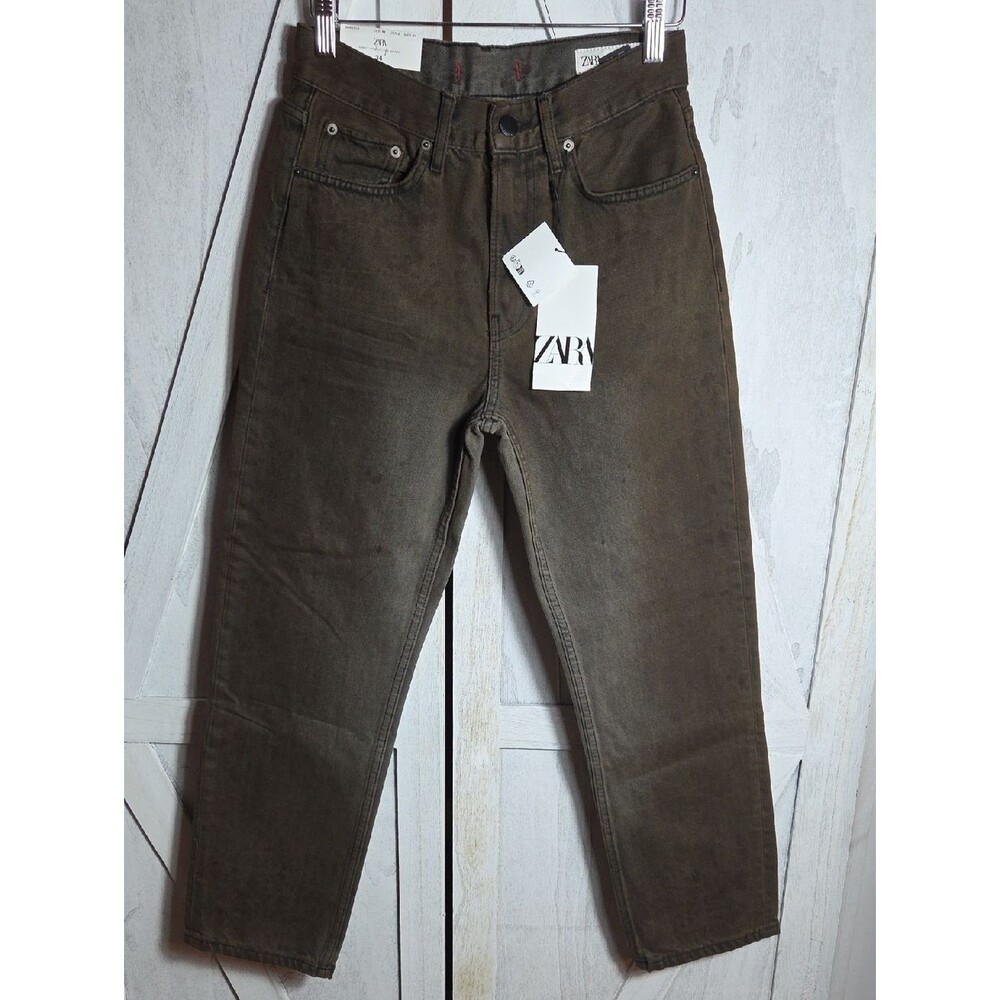 Zara Brown The Straight Cropped Jeans Size 2